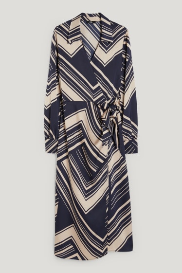Women - Wrap dress - with recycled polyester - patterned - dark blue