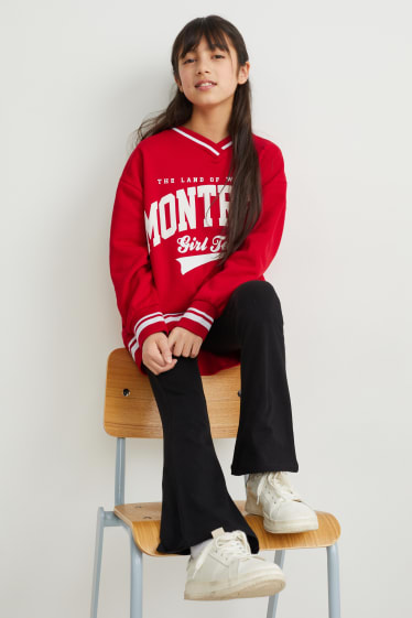 Kids Girls - Set - bluză de molton și colanți - 2 piese - roșu