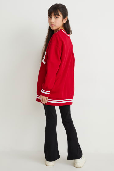 Kids Girls - Set - bluză de molton și colanți - 2 piese - roșu