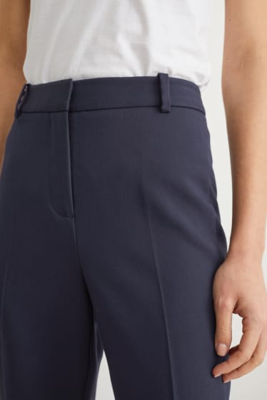 Dámské - Business kalhoty - high waist - slim fit - tmavomodrá
