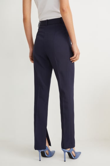 Dámské - Business kalhoty - high waist - slim fit - tmavomodrá