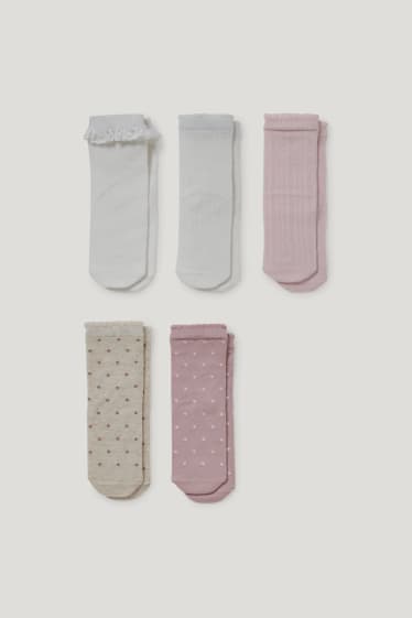 Bébé filles - Lot de 5 paires - chaussettes pour bébé - blanc pur