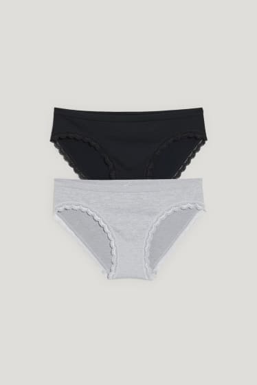 Damen - Multipack 2er - Umstands-Slip - LYCRA® - schwarz / weiß