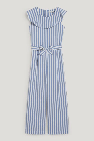 Kids Girls - Jumpsuit - gestreept - blauw / wit