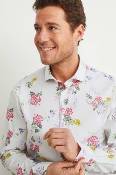 Hommes - Chemise de bureau - slim fit - col cutaway - facile à repasser - blanc