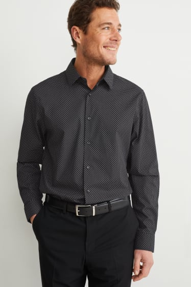Men - Business shirt - regular fit - kent collar - easy-iron - black