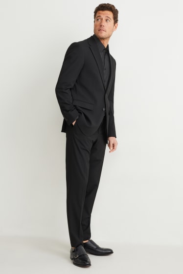 Uomo - Camicia business - regular fit - colletto all'italiana - facile da stirare - nero
