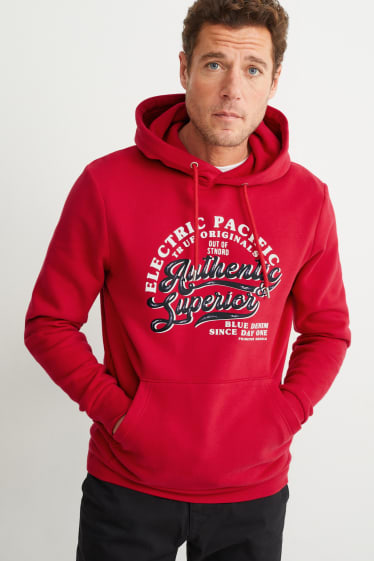 Hommes - Sweat à capuche - rouge foncé
