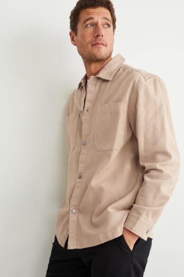 Men - Shirt - regular fit - kent collar - beige