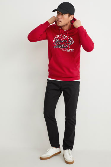 Hommes - Sweat à capuche - rouge foncé
