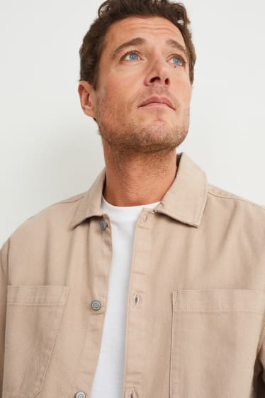 Men - Shirt - regular fit - kent collar - beige