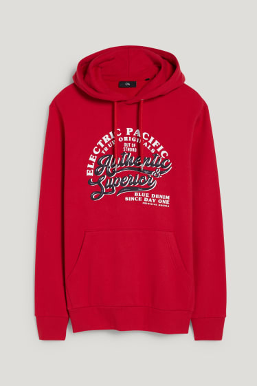 Hommes - Sweat à capuche - rouge foncé
