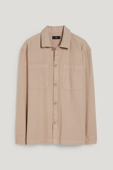Men - Shirt - regular fit - kent collar - beige