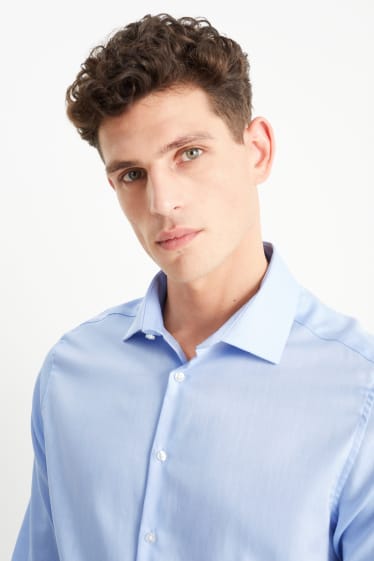 Men - Business shirt - slim fit - cutaway collar - easy-iron - light blue