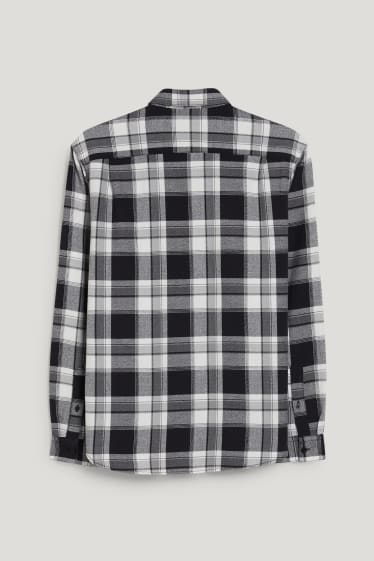 Hombre - Camisa - regular fit - kent - de cuadros - blanco / negro