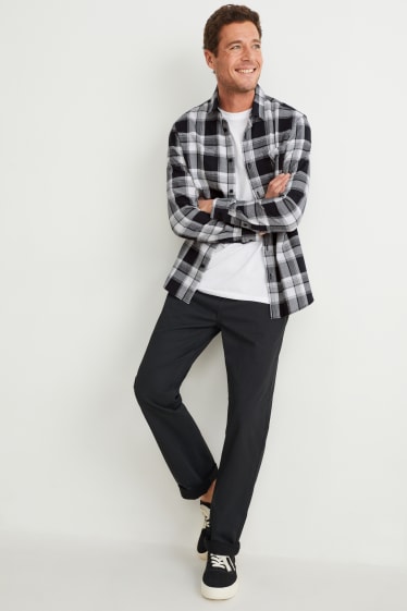 Hombre - Camisa - regular fit - kent - de cuadros - blanco / negro