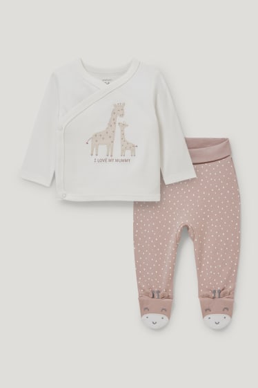 Baby Girls - Newbornoutfit - biokatoen - 2-delig - crème wit