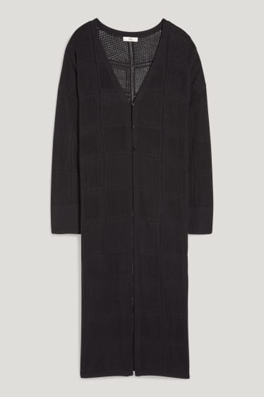 Damen - Lange Strickjacke - schwarz