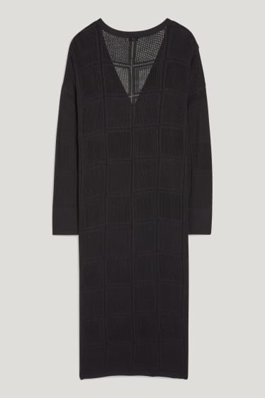 Damen - Lange Strickjacke - schwarz