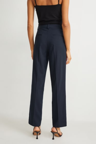 Damen - Business-Hose - Mid Waist - Straight Fit - dunkelblau