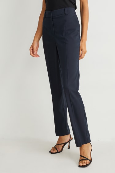 Damen - Business-Hose - Mid Waist - Straight Fit - dunkelblau