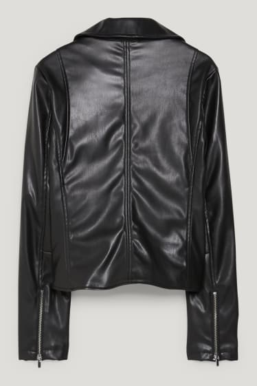 Dames - Bikerjack - imitatieleer - zwart
