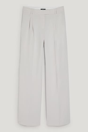 Damen - Business-Hose - High Waist - Wide Leg - cremefarben