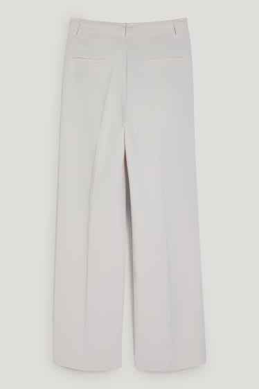 Damen - Business-Hose - High Waist - Wide Leg - cremefarben