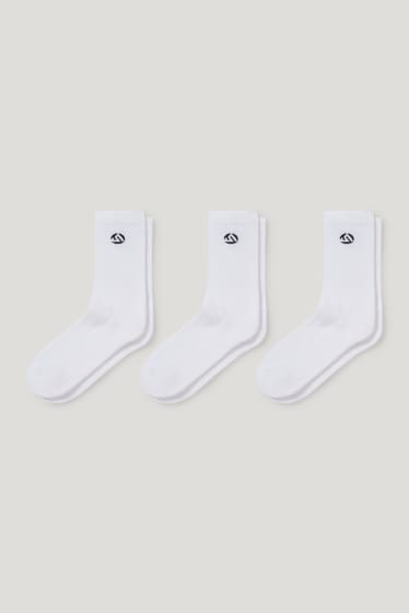 Dámské - Multipack 3 ks - tenisové ponožky s motivem - logo - bílá