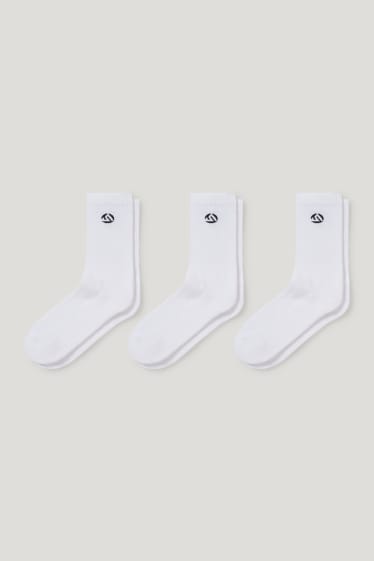 Femei - Multipack 3 perechi - șosete de tenis cu motive - logo - alb