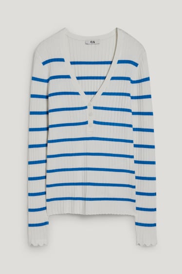 Donna - Maglione - a righe - bianco / azzurro