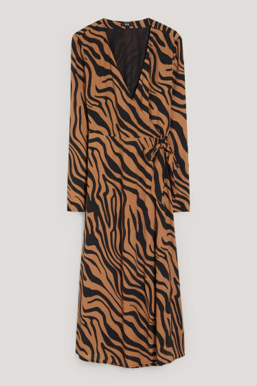 Femmes - Robe portefeuille - à motif - marron