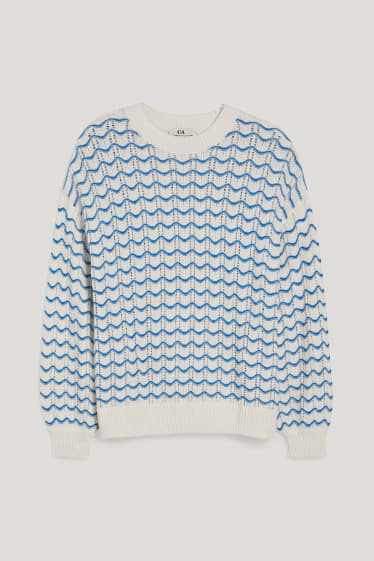 Femmes - Pullover - à rayures - blanc crème