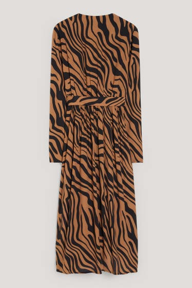 Femmes - Robe portefeuille - à motif - marron