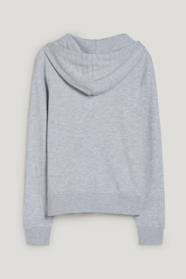 Femmes - Sweat zippé à capuche basique - gris clair chiné