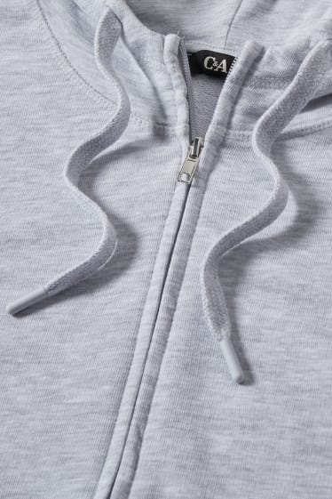 Femmes - Sweat zippé à capuche basique - gris clair chiné