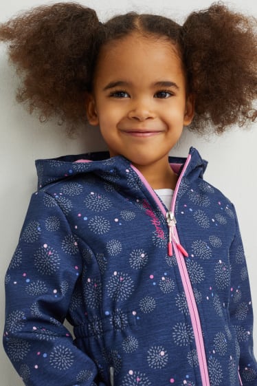 Toddler Girls - Softshell jacket with hood - patterned - dark blue