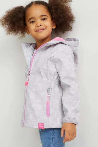 Toddler Girls - Softshell jacket with hood - patterned - light gray-melange