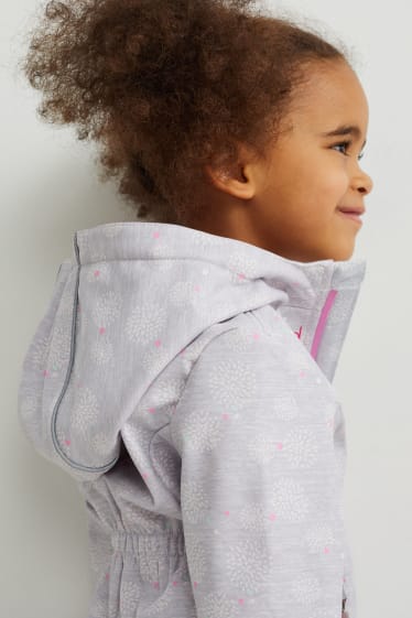 Toddler Girls - Softshell jacket with hood - patterned - light gray-melange