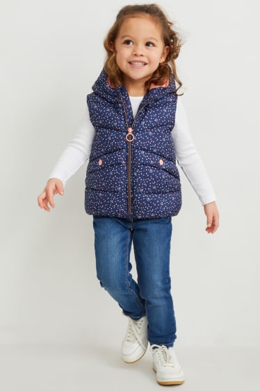Toddler Girls - Steppweste mit Kapuze - recycelt - gepunktet - dunkelblau