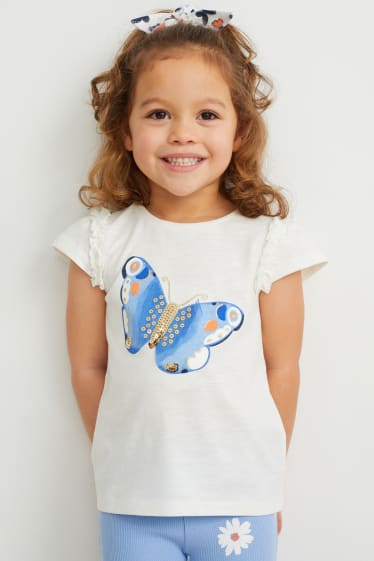 Toddler Girls - Set - T-shirt en scrunchie - 2-delig - crème wit