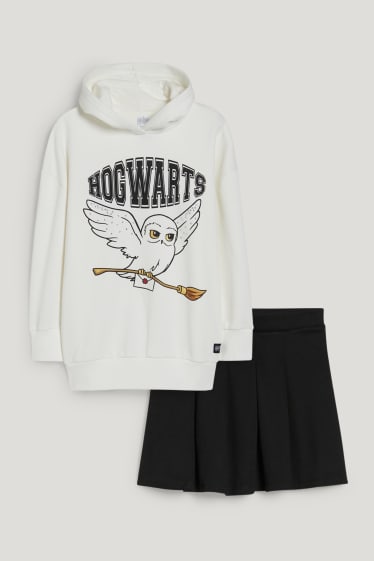 Kids Girls - Harry Potter - Set - Hoodie und Rock - 2 teilig - schwarz / weiß
