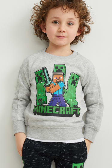 Batolata chlapci - Minecraft - mikina - světle šedá-žíhaná