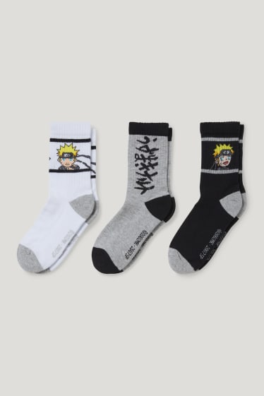 Chlapecké - Multipack 3 ks - Naruto - ponožky s motivem - bílá