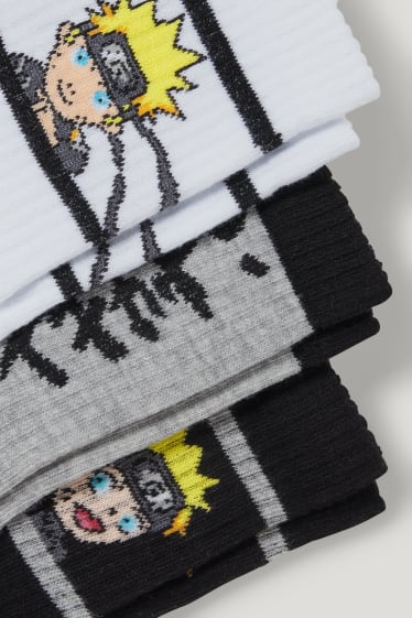 Chlapecké - Multipack 3 ks - Naruto - ponožky s motivem - bílá