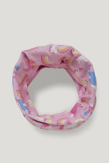 Filles - Licorne - tour de cou - rose