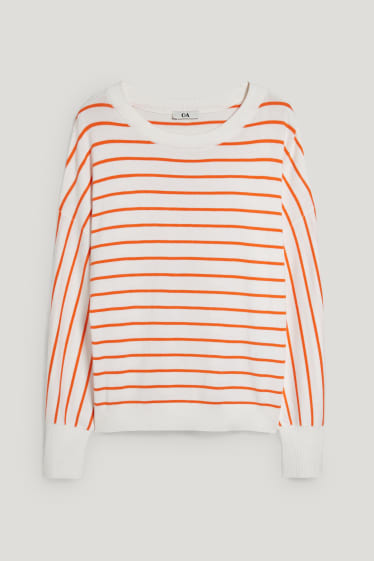 Mujer - Jersey - de rayas - blanco / naranja