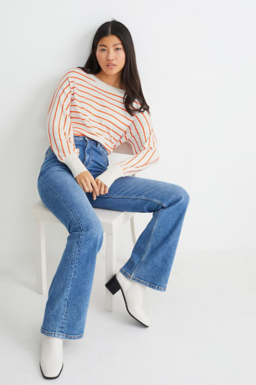 Mujer - Jersey - de rayas - blanco / naranja
