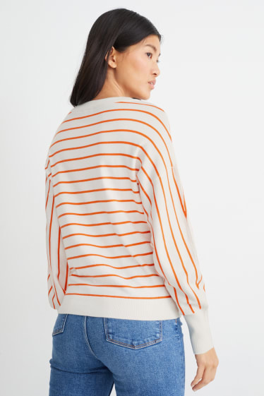 Mujer - Jersey - de rayas - blanco / naranja