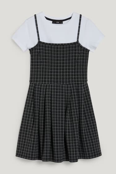 Kids Girls - Set - dress and short sleeve T-shirt - 2 piece - white / black